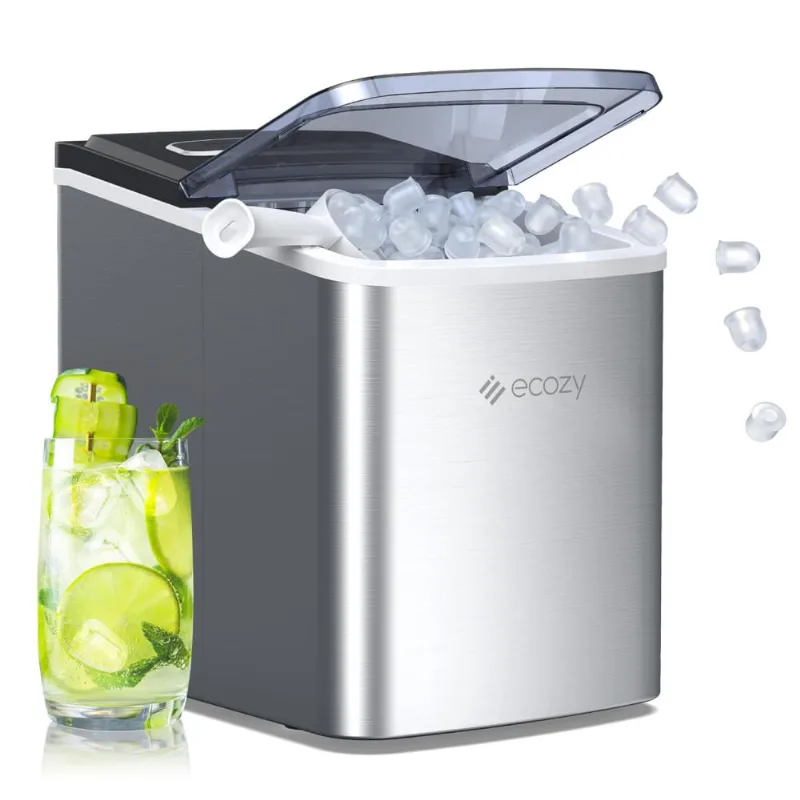 Maquina De Gelo Automatica Portatil Produz Ate 11kg, 24h, Cor, 110v, Ecozy Im Bs260a, Prateado
