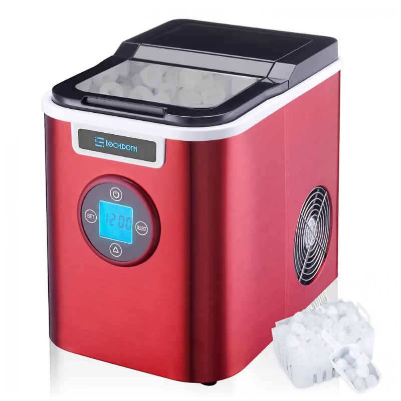 Maquina De Gelo Automatica Portatil Produz Ate 11kg, 24h, Cor, 110v, Techdorm Zbj B, Vermelho