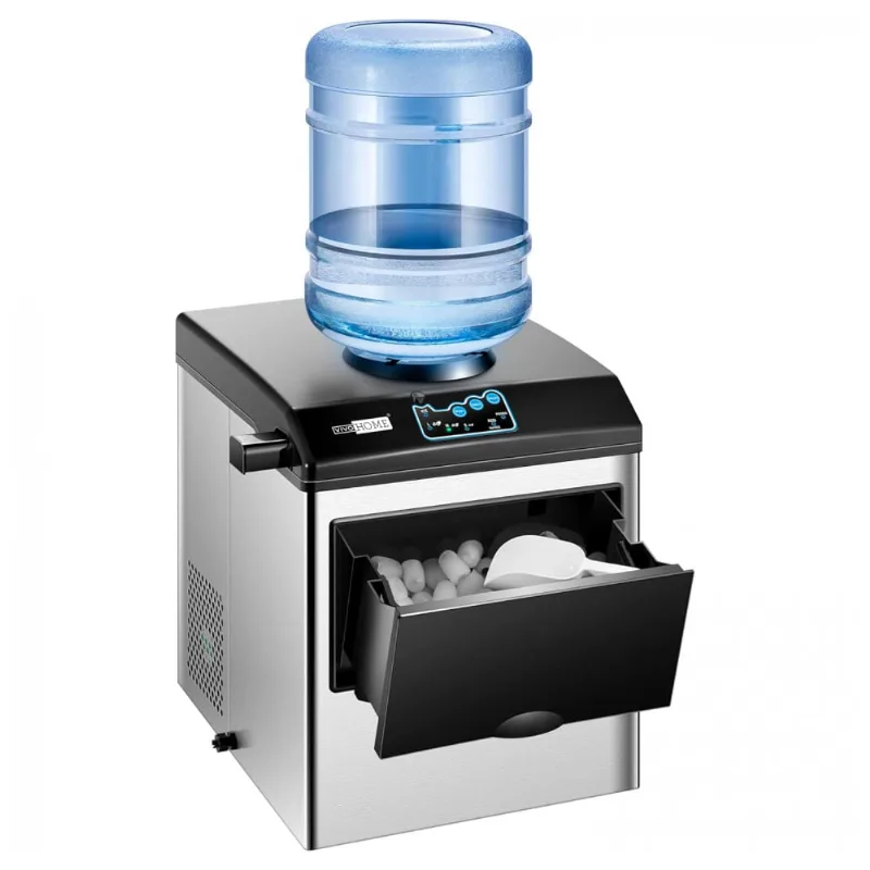 Maquina De Gelo Automatica Portatil Produz Ate 21kg, 24h, Cor, 110v, Vivohome Vh1043, Prateado