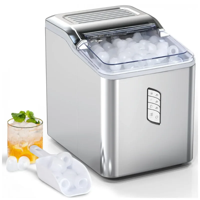 Maquina De Gelo Automatica Portatil Produz Ate 11kg, 24h, Cor, 110v, Lerizom Icm 1227l, Prateado