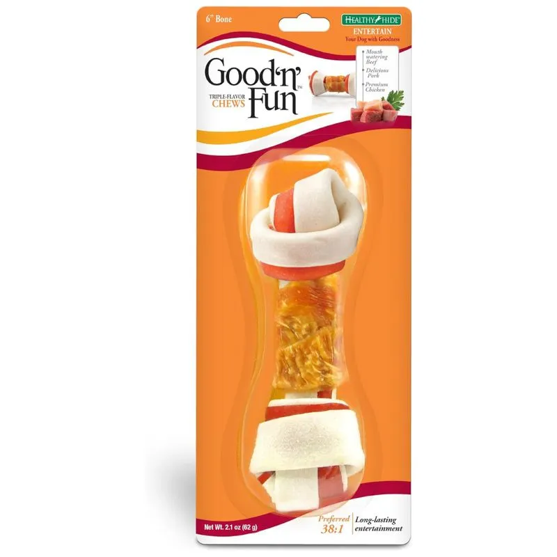 Mastigaveis De Sabor Triplo E Divertidos, Guloseimas De Couro Cru Para Caes, Goodnfun Pbc 82226, Laranja