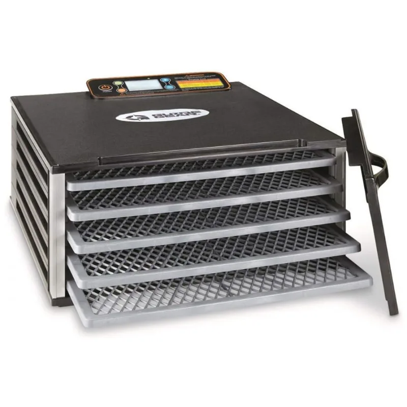 Desidratador De Alimentos Com 5 Bandejas E Controle De Temperatura, Aco Inoxidavel, 110v, Guide Gear, Preto