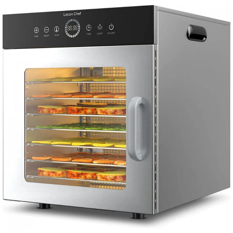 Desidratador De Alimentos 8 Bandejas Controle De Temperatura, Aco Inoxidavel, 110v, Lecon Chef Lc Ggj08, Prateado