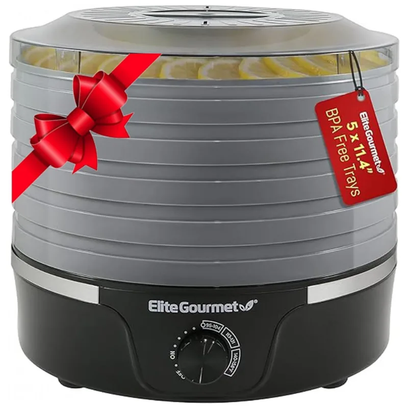 Desidratador Alimentos Com 5 Bandejas E Temperatura Ajustavel, 350w, 110v, Elite Gourmet Efd319dkg, Preto