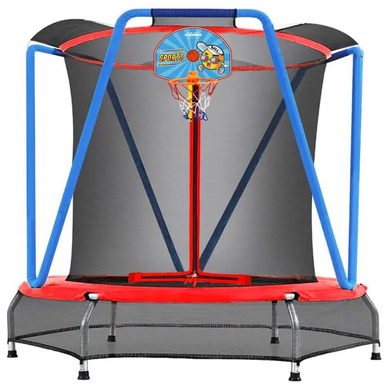 Zupapa Cama Elastica Infantil Com Diâmetro E Cesta De Basquete Para Até 100 Kg, Vermelha, Azul