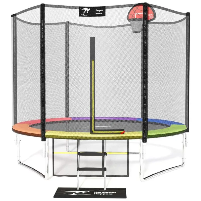 Kangaroo Hoppers Cama Elastica Infantil Com Diâmetro , Cesta De Basquete E Rede De Proteção Para Até 680 Kg, Rosa