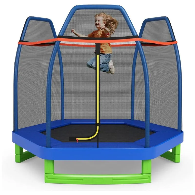 Giantex Cama Elastica Infantil Com Diâmetro E Rede De Proteção Para Até 100 Kg, Amarela