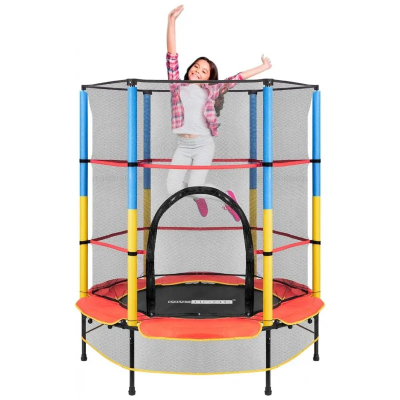 Cama Elastica Infantil Com Rede De Protecao E Almofada De Seguranca Para Ate 50 Kg, Vivohome, Amarelo