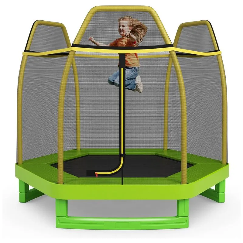 Giantex Cama Elastica Infantil Com Rede De Protecao Para Ate 100 Kg, Amarelo.