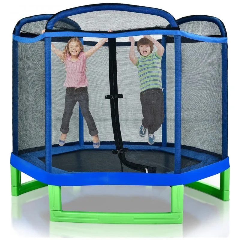 Cama Elastica Infantil Com Diametro E Rede De Protecao Para Ate 100 Kg, Joymor, Azul