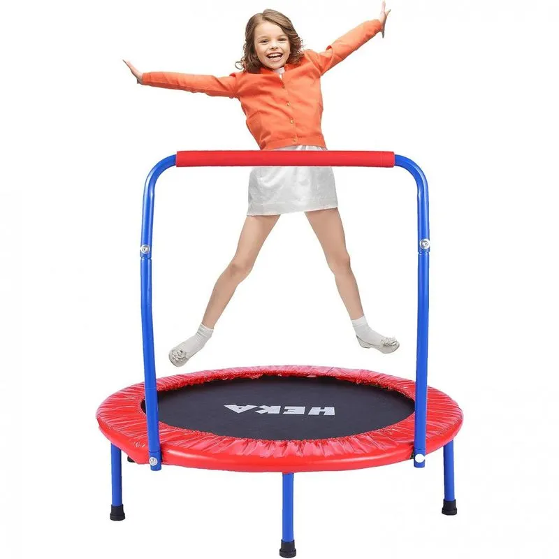 Cama Elastica Infantil Com Diâmetro E Corrimão Ajustável Para Até 100 Kg, Heka 0064, Verde Escuro