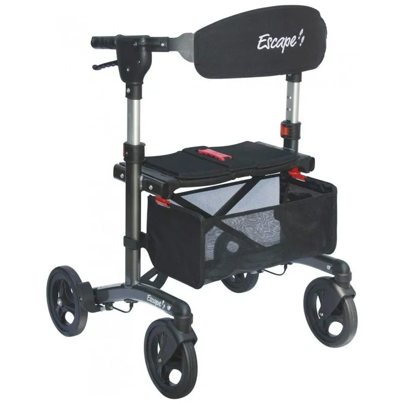 Andador Adulto Idoso Com Apoio De Braco, Assento Acolchoado E Cesto, Suporta Ate 124 Quilos, Triumph Mobility, Preto