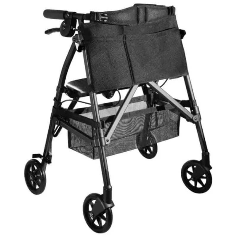 Andador Adulto Idoso Com Apoio De Braco, Assento Acolchoado E Cesto, Suporta Ate 113 Quilos, Stander 4330 Bw, Preto