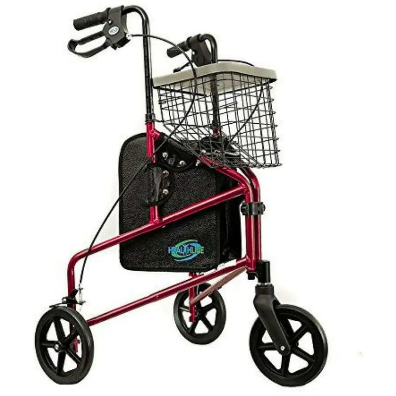 Rollator Walker Alumínio 3 Rodas Para Idosos, Dobrável Leve De Três Rodas Caminhante Mobilidade De Viajante Rollator 3 Rodas Andarilho Com Bandeja De