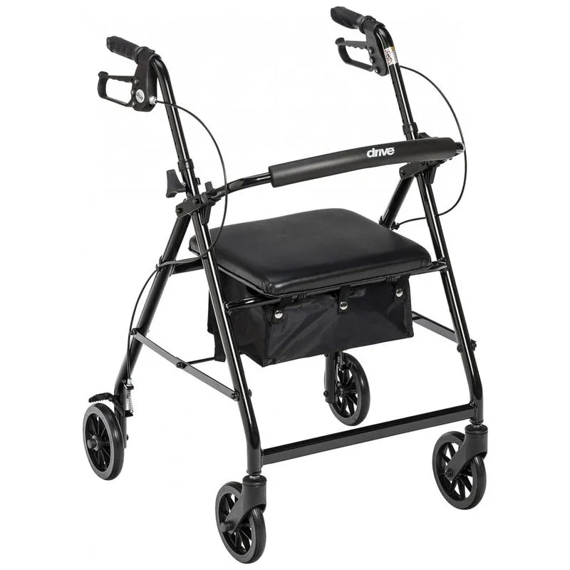 Andador Adulto Idoso Com Assento, Suporta Ate 136 Quilos, Drive Medical R726bk, Preto