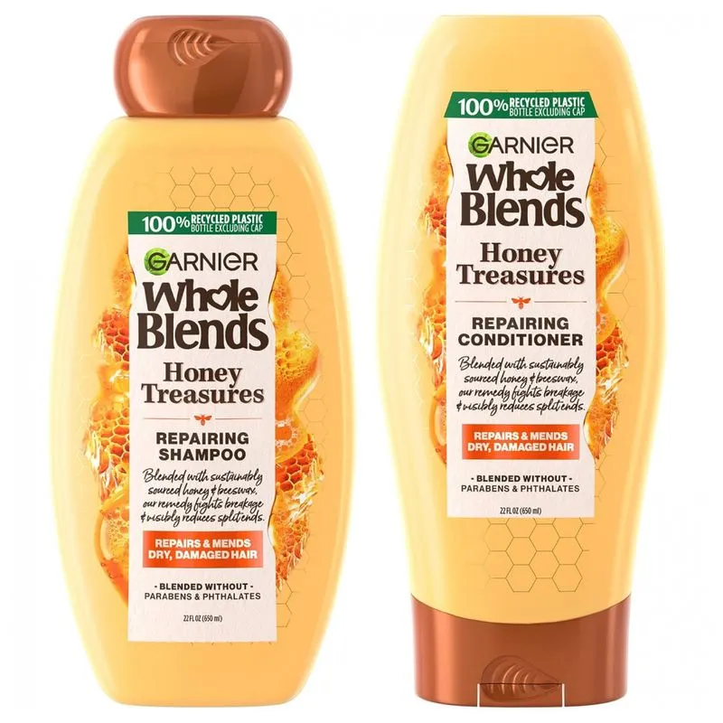 Whole Blends Shampoo E Condicionador 660 Ml Para Reparacao Total Sem Parabenos, Garnier 603084562091, Amarelo