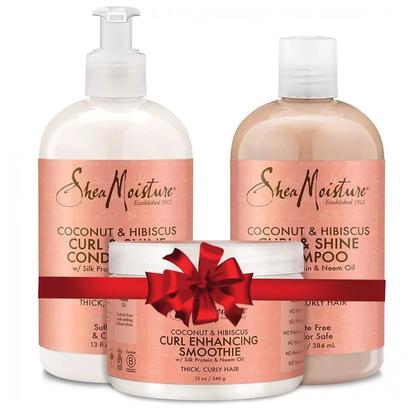 Shampoo E Condicionador 384 Ml Para Cabelos Cacheados Com Oleo De Coco, Vitamina E Oleo De Neem, Shea Moisture 755332059317, Rosa