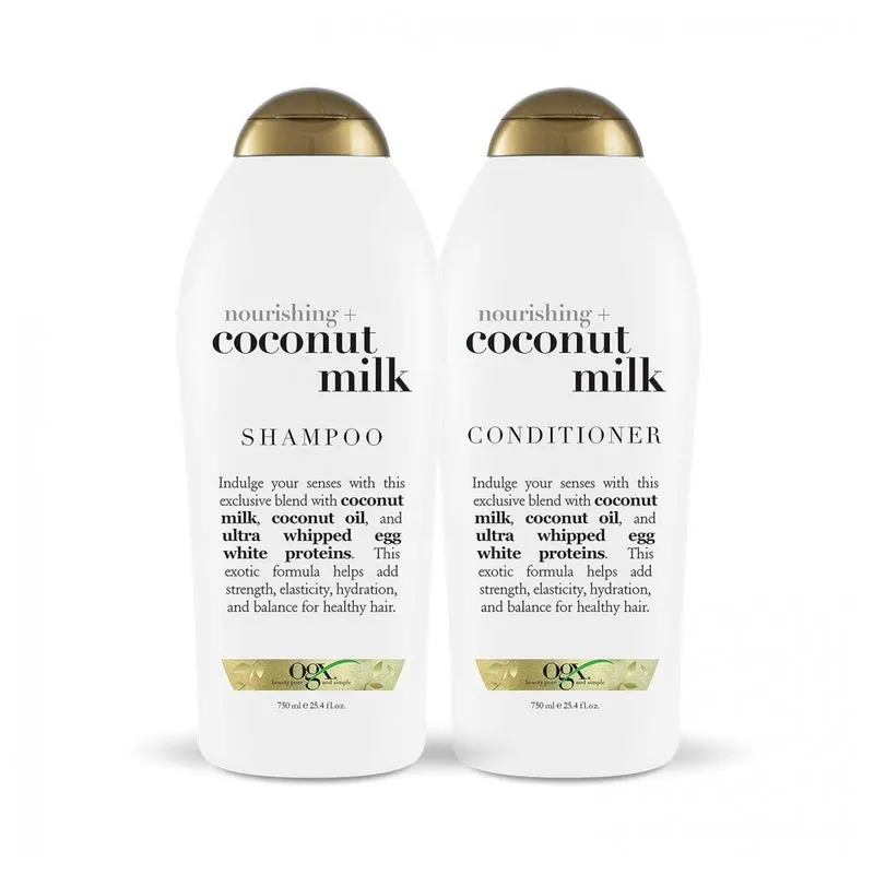 Shampoo E Condicionador 750 Ml De Leite De Coco Para Hidratacao E Nutricao, Ogx 67450, Branco