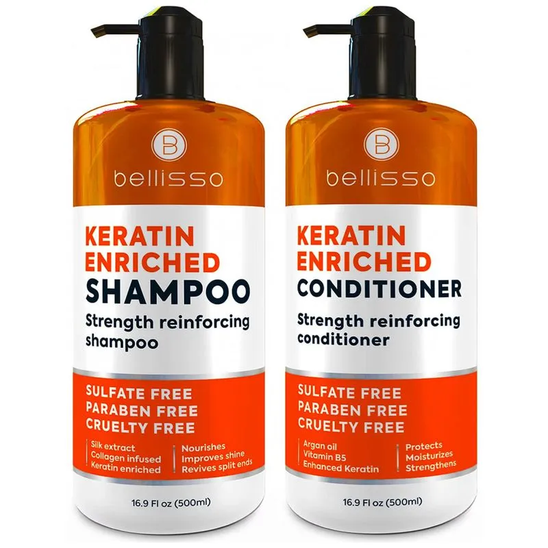 Belisso Shampoo E Condicionador Com Queratina E Oleo De Argan Marroquino Para Cabelos Secos E Sem Brilho, Bellisso, Laranja