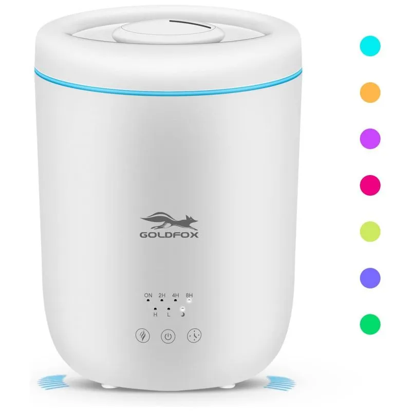 Umidificador Ultrassonico Portatil 2.2l Ate 11h, Area Ate 65 M2, 110v, Goldfox, Branco