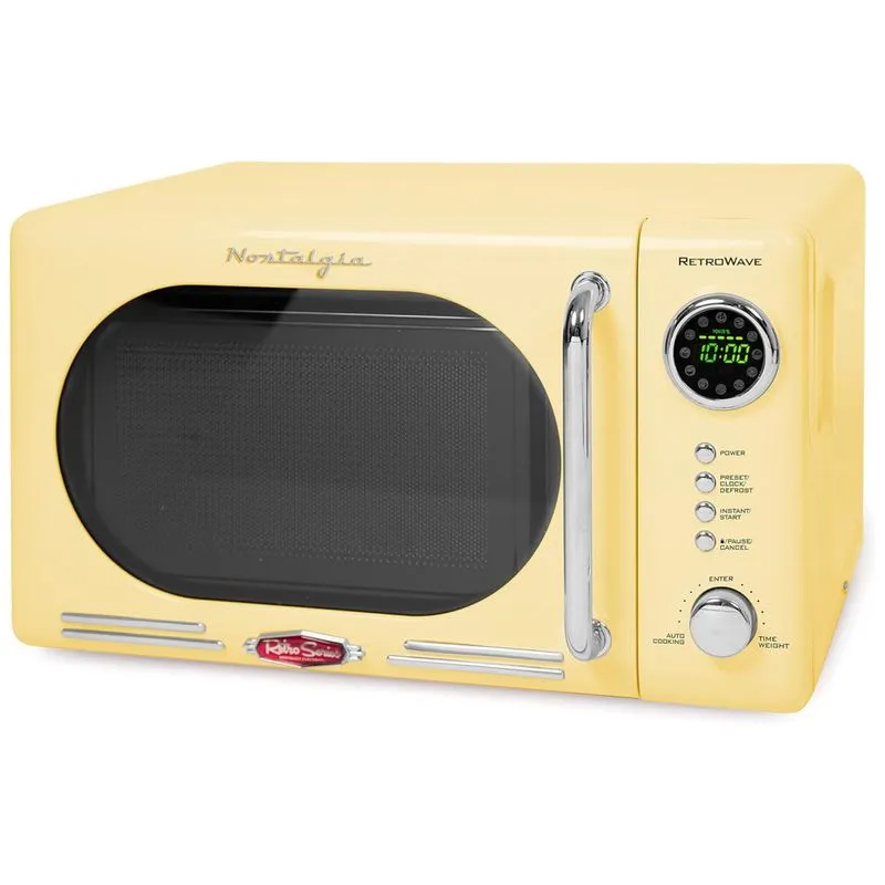 Micro Ondas Retro De Bancada 19 Litros Multifuncional, 700w, 110v, Nostalgia Nrmo7yw6a, Amarelo
