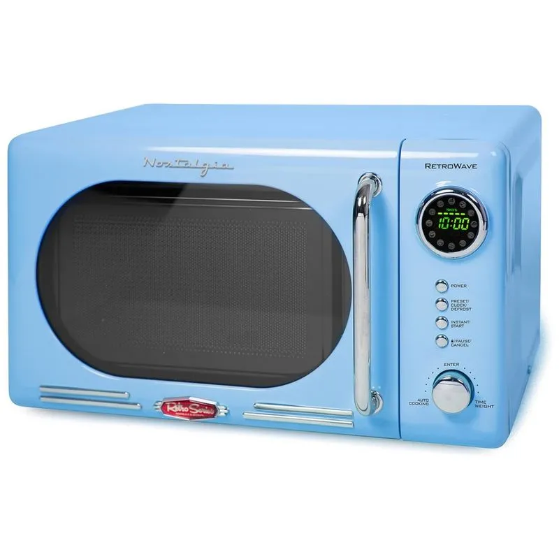 Micro Ondas De Bancada 19 Litros Multifuncional, 700w, 110v, Nostalgia Retro, Azul