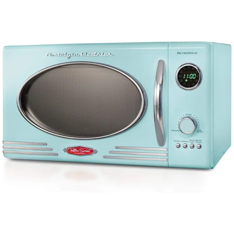 Micro Ondas Retro De Bancada 25 Litros Multifuncional, 800w, Agua, 110v, Nostalgia Rmo4aq, Verde Claro