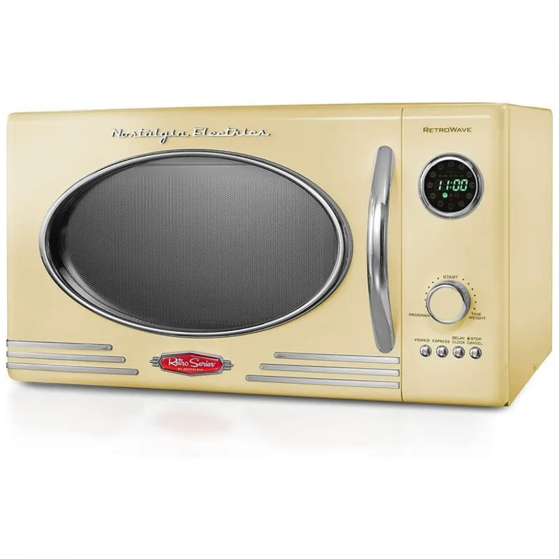 Rmicro Ondas Retro De Bancada 25 Litros Multifuncional, 800w, 110v, Nostalgia Rmo4ylw, Amarelo