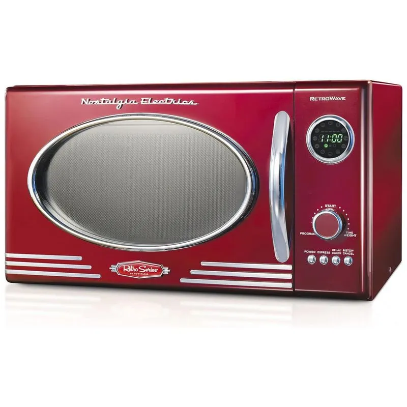 Micro-ondas de Bancada 25 Litros Multifuncional, 800W, 110V, Nostalgia Retro, Vermelho