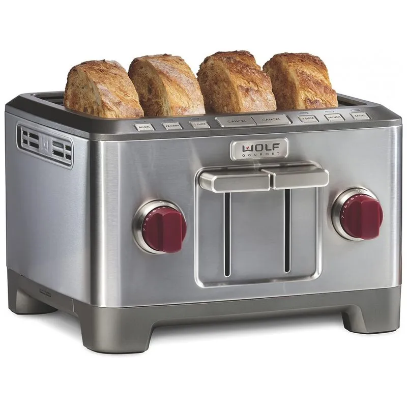 Torradeira Eletrica 4 Fatias Com Funcao Bagel, Aco Inoxidavel, 110v, Wolf Gourmet Wgtr154s, Prateado