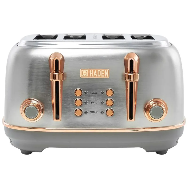 Torradeira Retrô, Capacidade 4 Fatias, Aço Inoxidável 1500w, 110v, Haden Heritage, Prateado