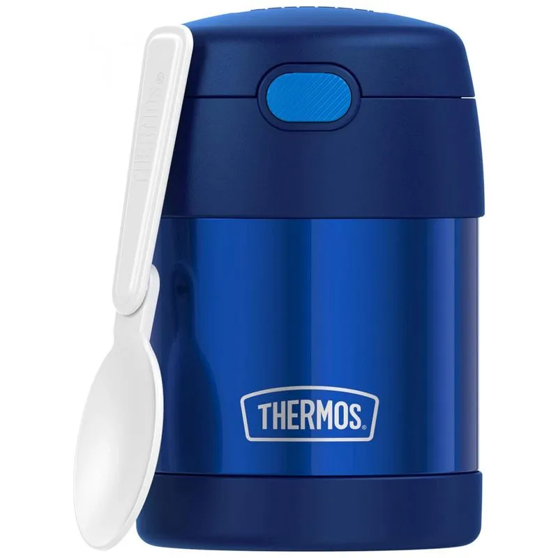 Frasco Termico Para Alimentos 300ml Em Aco Inoxidavel Com Colher Dobravel, Thermos F3100ny6, Azul