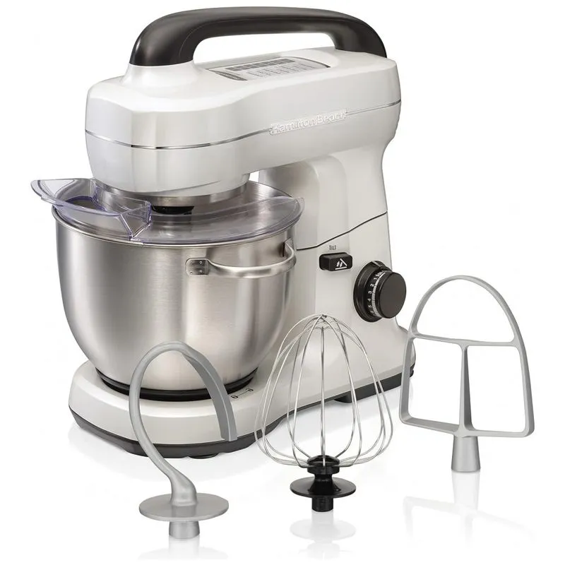 Batedeira Planetaria Eletrica 4l Com 7 Velocidades Aco Inoxidavel 300w, 110v, Hamilton Beach 63398, Prateado