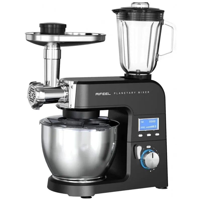 Aifeel Batedeira Planetaria Eletrica 8 Em 1 6l Com 8 Velocidades Aco Inoxidavel, 110v, Gocoki, Preto