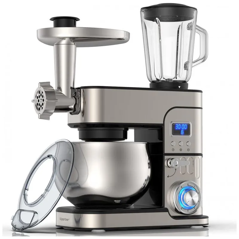 Batedeira Planetaria 6 Em 1 Eletrica 6l Com 6 Velocidades Aco Inoxidavel 1200w, 110v, Lilpartner, Cinza Escuro