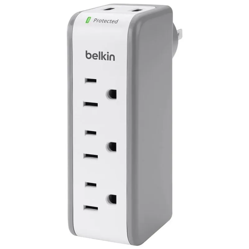 Protetor Contra Picos De Energia E Raios 918 Watts Com 3 Portas Ca E 2 Usb, 110v, Belkin Bs00, Branco