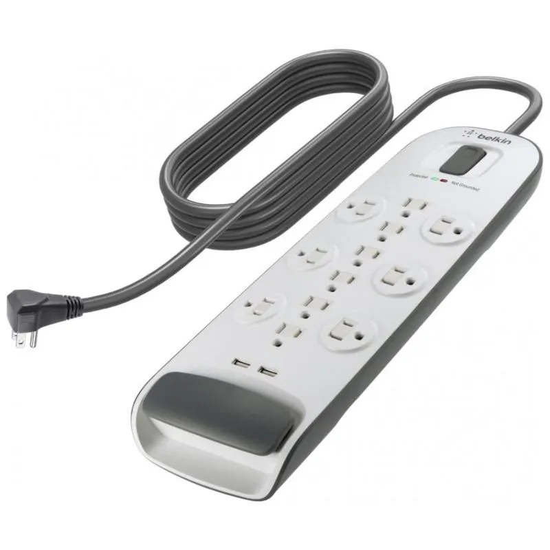 Protetor Contra Picos De Energia E Raios 3996 Watts Com 12 Portas Ca 2 Usb, 110v, Belkin Bv112050 06, Branco