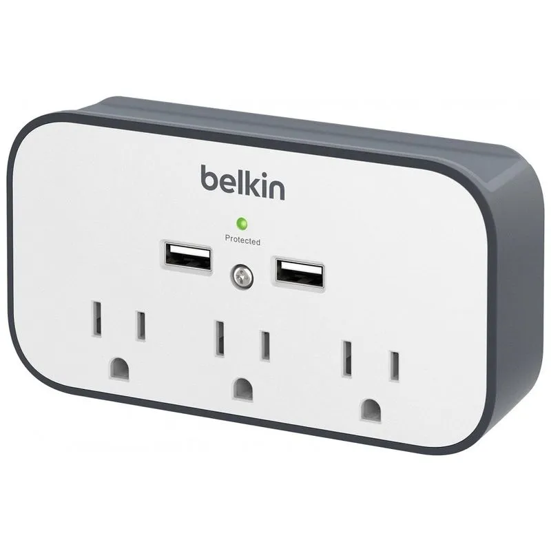 Protetor Contra Picos De Energia E Raios 540 Watts Com 3 Portas Ca E 2 Usb, 110v, Belkin Bsv300ttcw, Branco