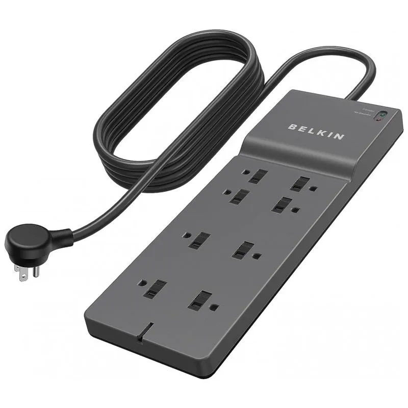 Protetor Contra Picos De Energia E Raios 2500 Watts Com 8 Portas Ca, 110v, Belkin Be108000 , Preto