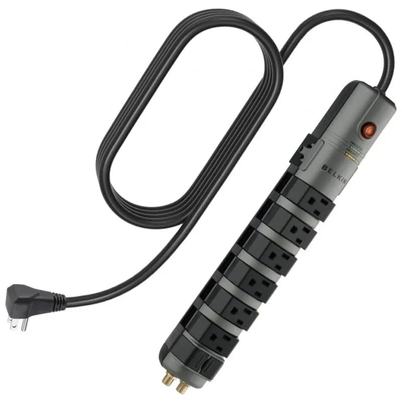Protetor Contra Picos De Energia E Raios 2160 Watts Com 8 Portas Ca Giratorias, 110v, Belkin Bp108000 06, Preto