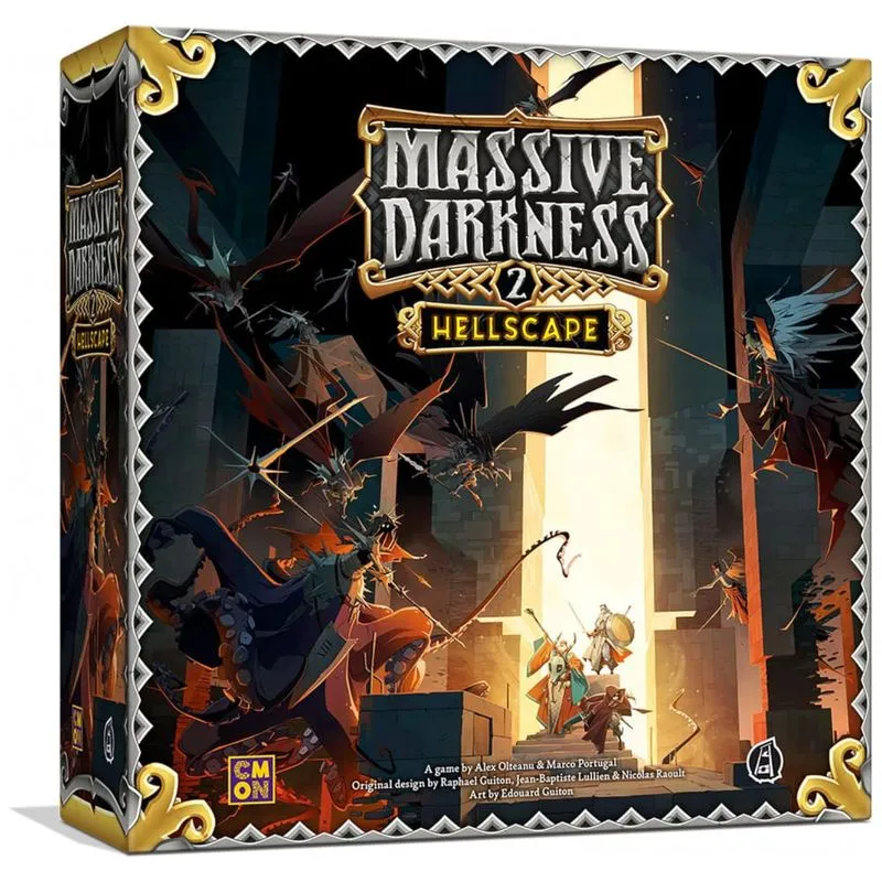 Jogo de Estratégia Massive Darkness 2 Hellscape 1 a 6 Jogadores, Para Maiores de 14 Anos, CMON 91730, Preto 110v