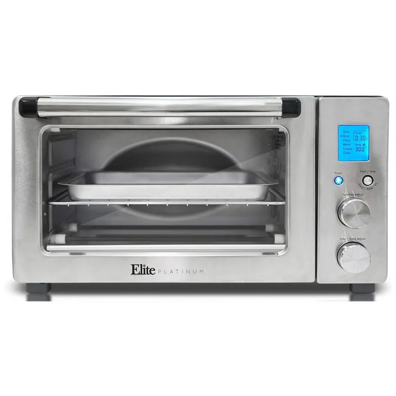 Forno Eletrico De Bancada Platinum 16l, 5 Configuracoes Em Aco Inoxidavel, 1500w, 110v, Elite Gourmet Eto 1231, Prateado