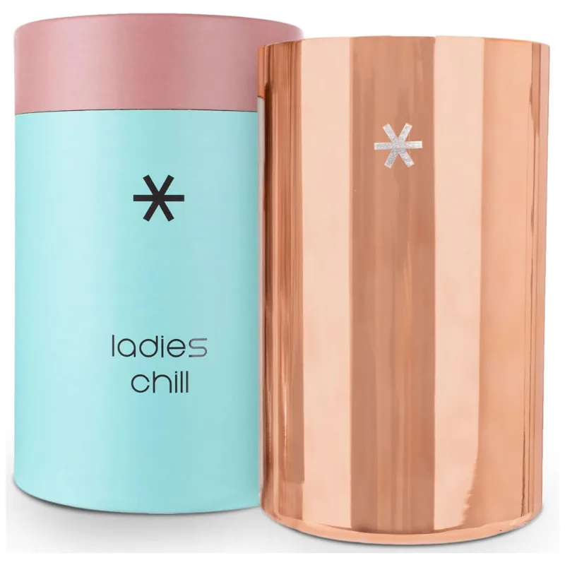 Porta Garrafa Termico Para Vinho Em Aco Inoxidavel Com Isolamento A Vacuo, Gold, Ladies Chill, Rosa