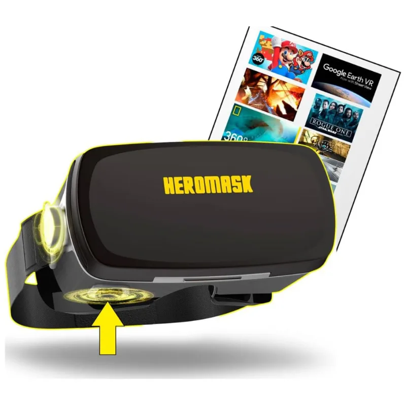 Óculos Vr Realidade Virtual Heromask Hm Pg002 Para Smartfones Com Guia De Jogos, Preto