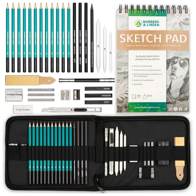 Kit Lapis De Cor Profissional Com Estojo 100 Pecas Tintas Acrilicas, Aquarela, Norberg Linden 4336945587, Preto