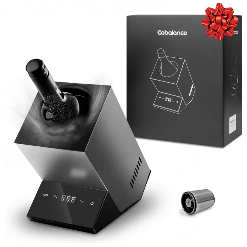 Porta Garrafa Termico Profissional Para Vinho Com Tela Lcd Em Aco Inoxidavel, Cor, Cobalance Cb 100, Preto