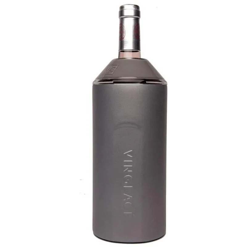 Porta Garrafa Térmico Para Vinho É Em Aço Inoxidável, Cor, Vinglacé, Cinza