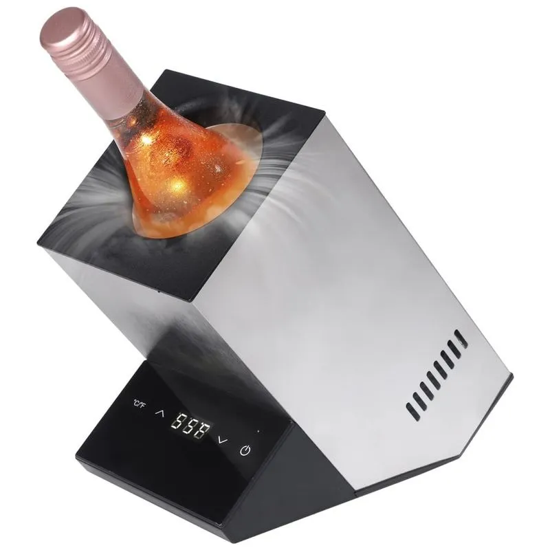 Porta Garrafa Termico Para Vinho Em Aco Inoxidavel Com Tela Digital, Cobalance Cb 100, Cinza