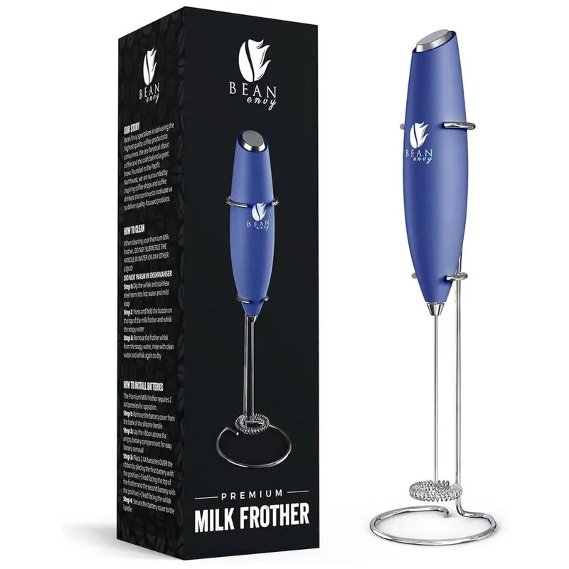 Espumador De Leite Elétrico Leve E Portátil Com Bateria E 3 Velocidades, Bean Envy Ep 460a, Azul