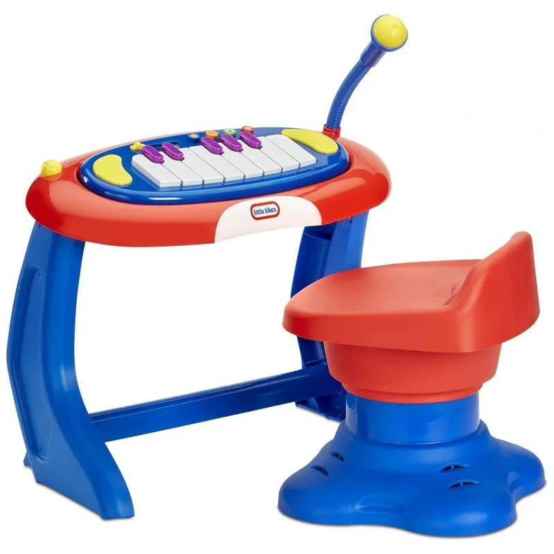 Teclado Musical Com Microfone E Banco Para Criancas De 4 A 5 Anos, Little Tikes 657450, Azul